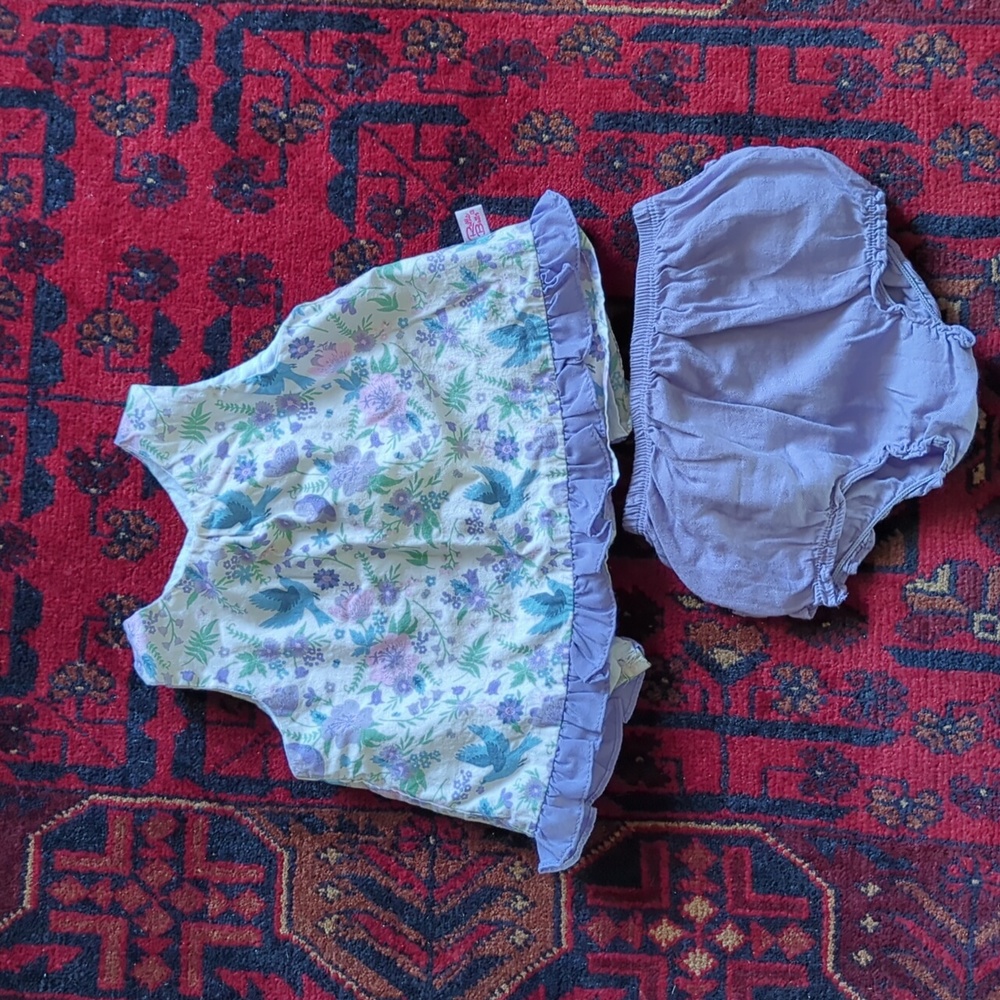 Ruffle Butts purple floral summer set